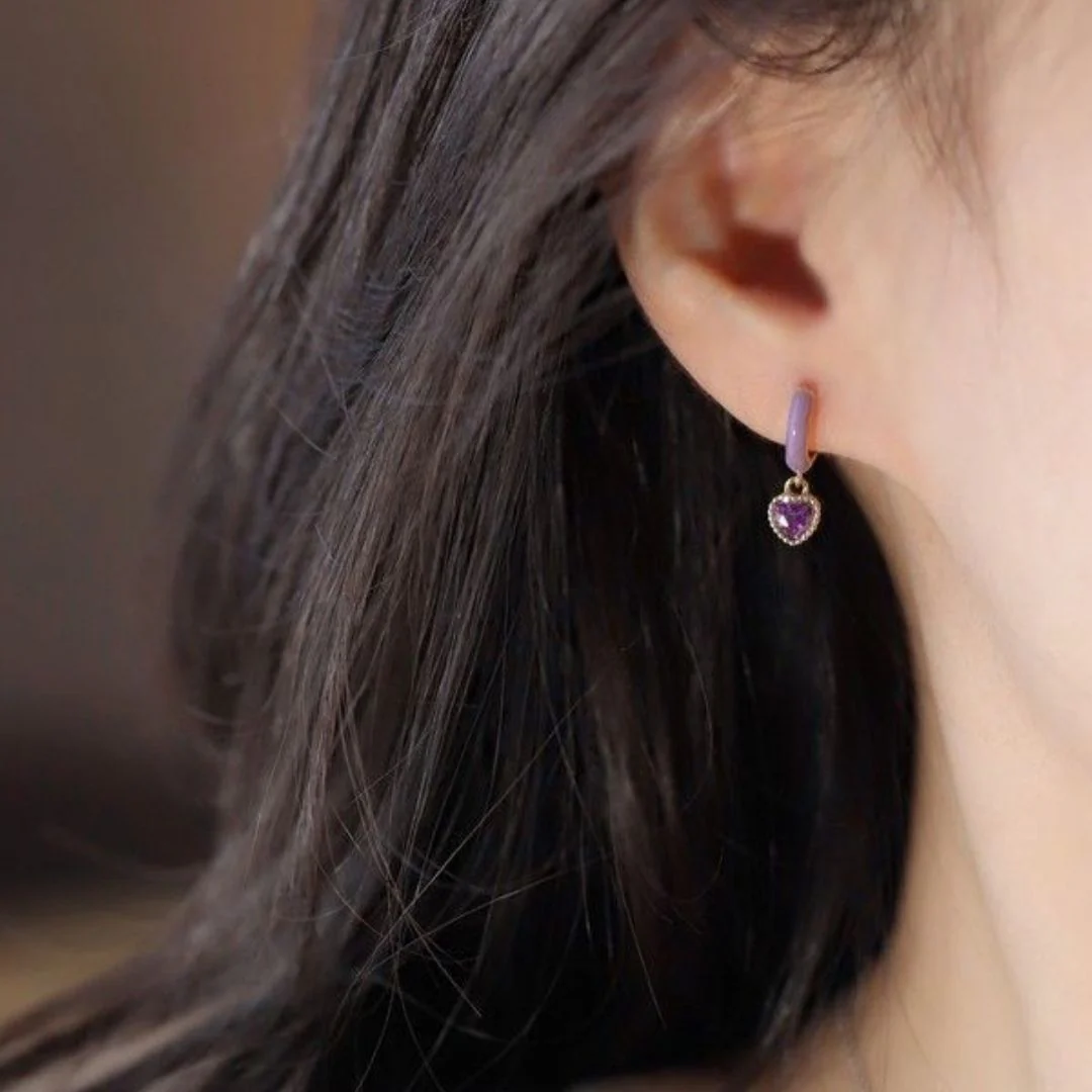 Lilac Heart Earrings - Image 2
