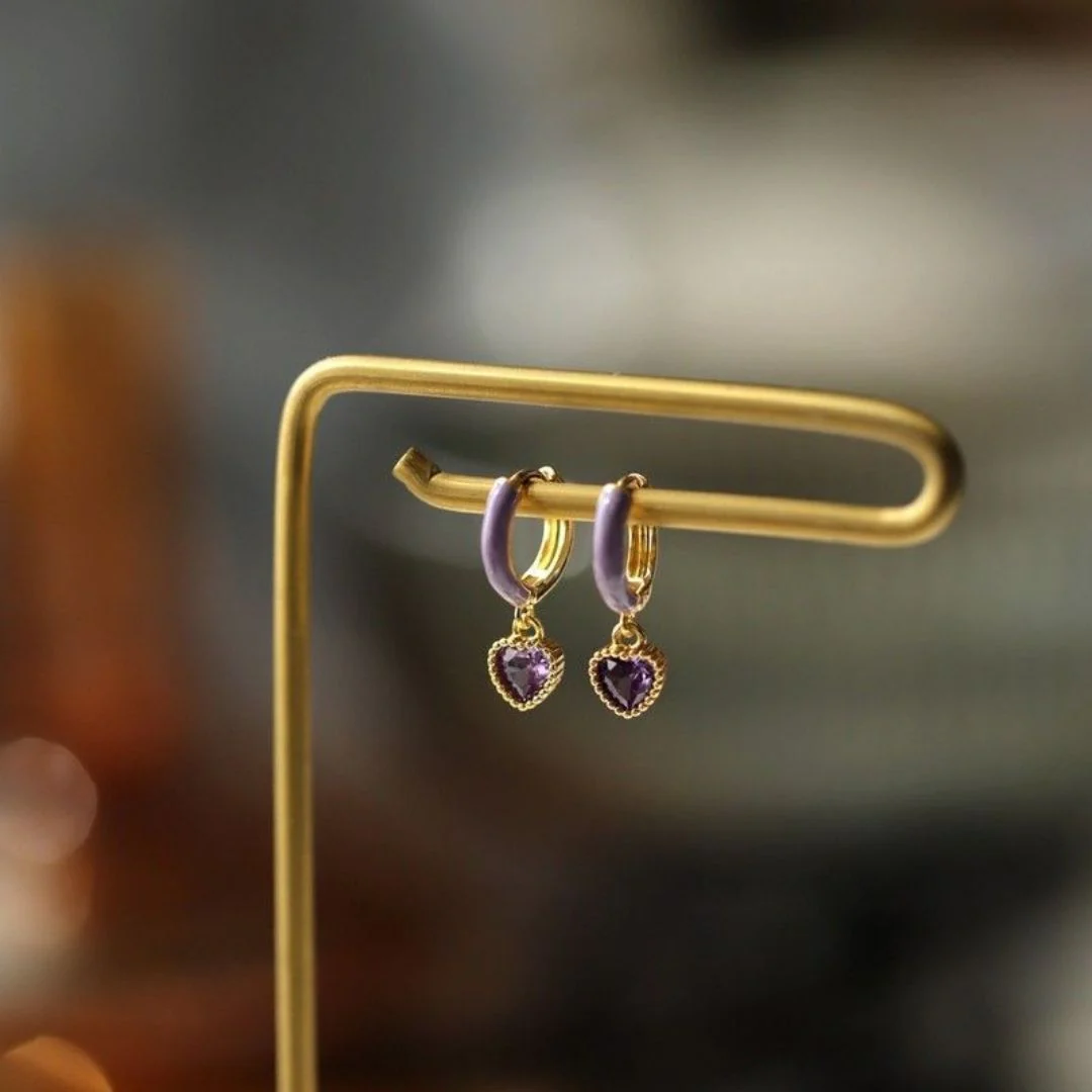 Lilac Heart Earrings - Image 3