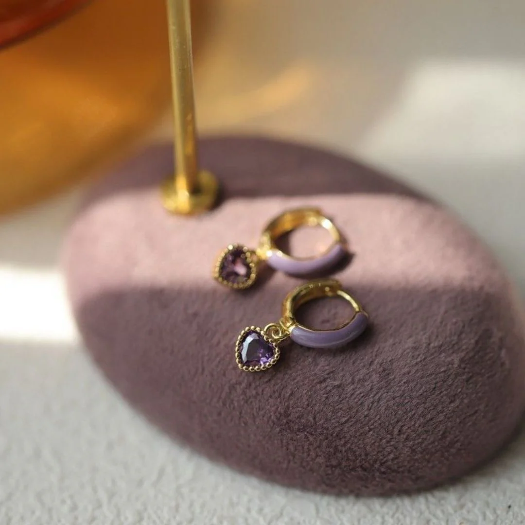 Lilac Heart Earrings - Image 4