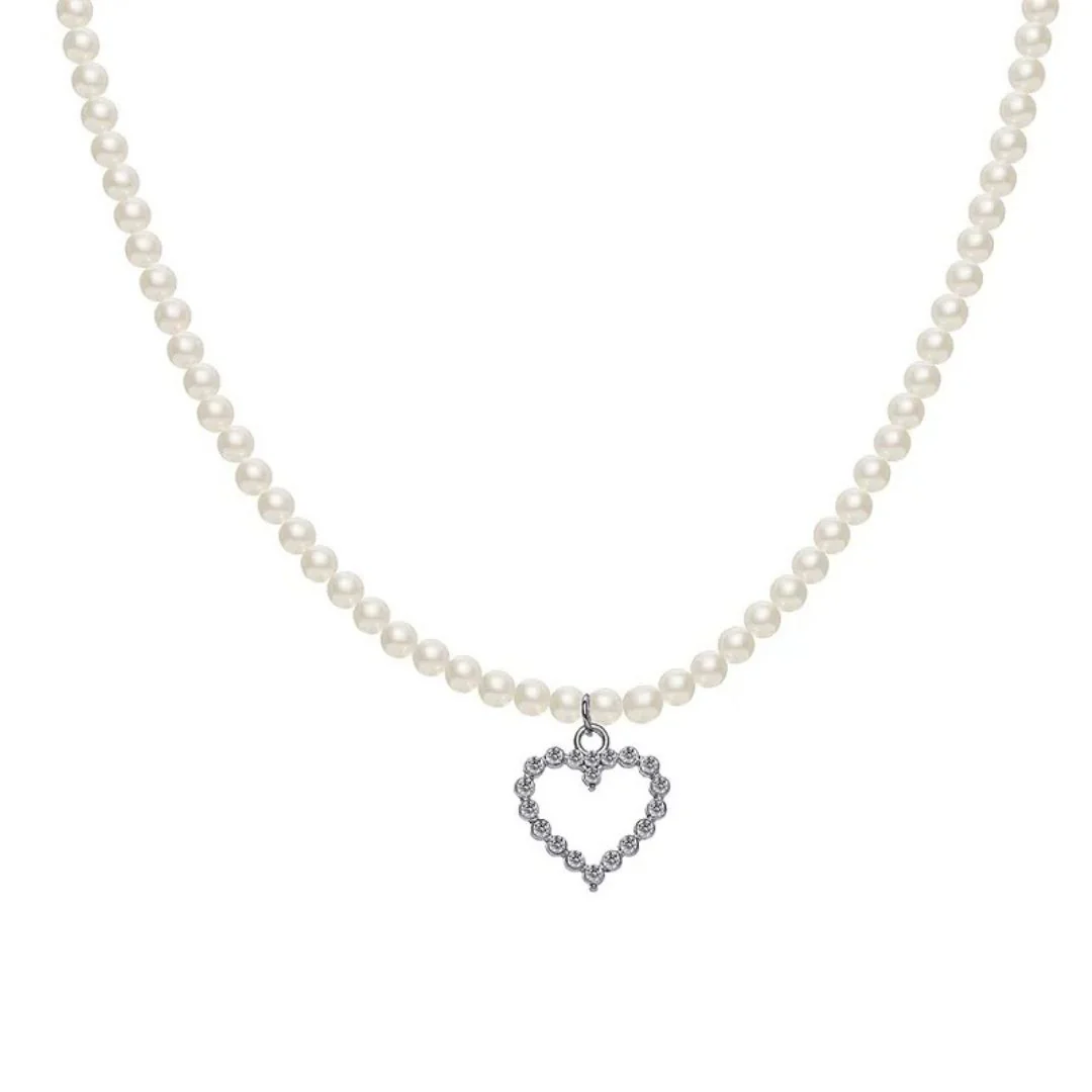 Minimal Pearl Heart Necklace - Image 4
