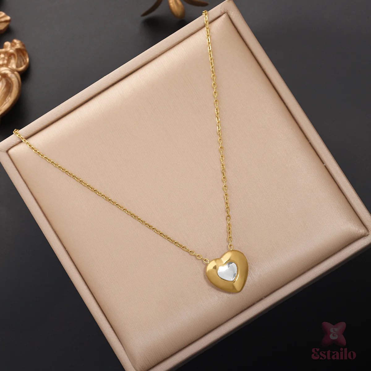 Golden Embrace Heart Necklace - Image 2