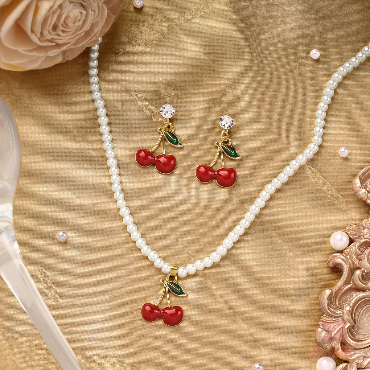 Pearl Bliss Cherry Necklace Set - Image 2