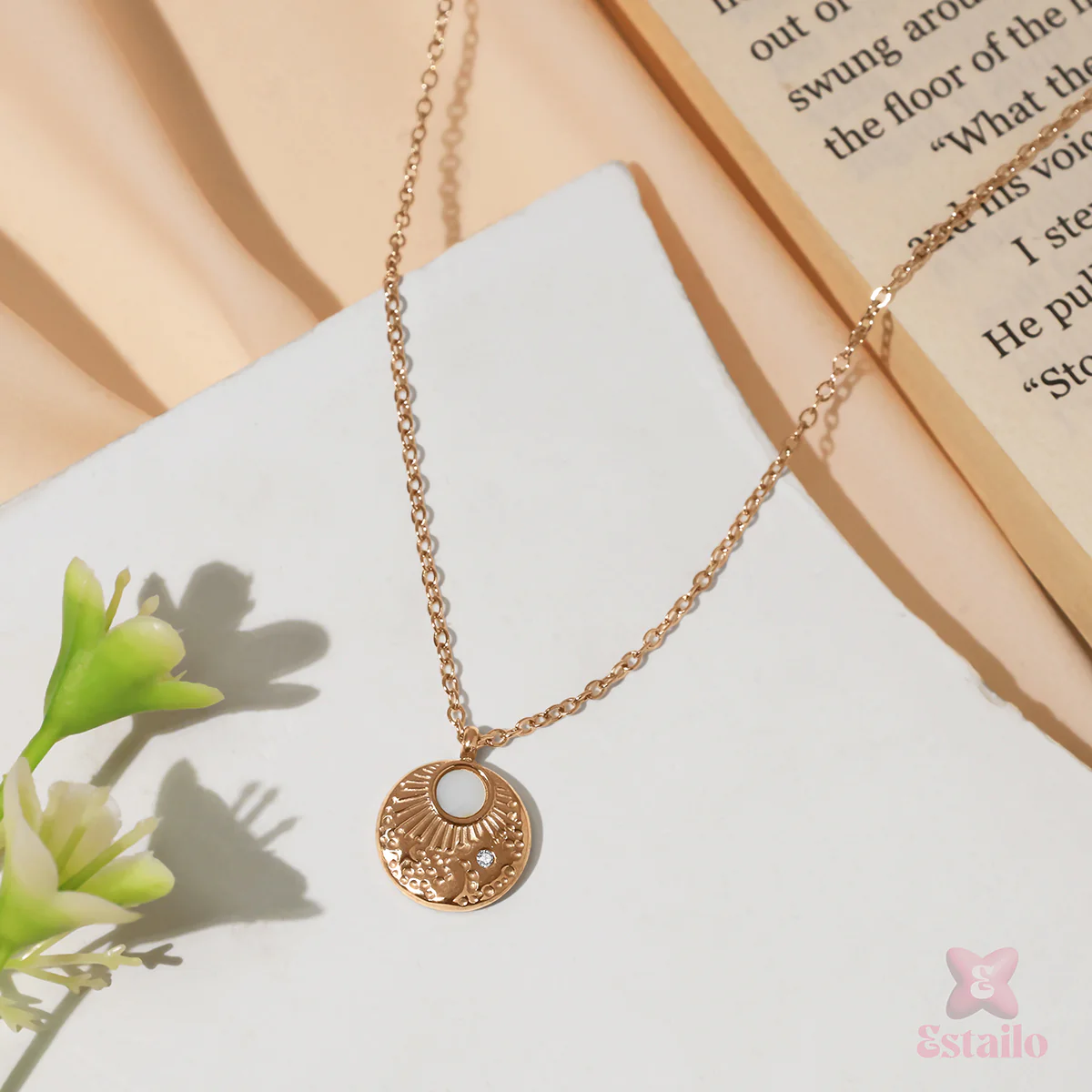 Pearl Drop Medallion Necklace - Image 2