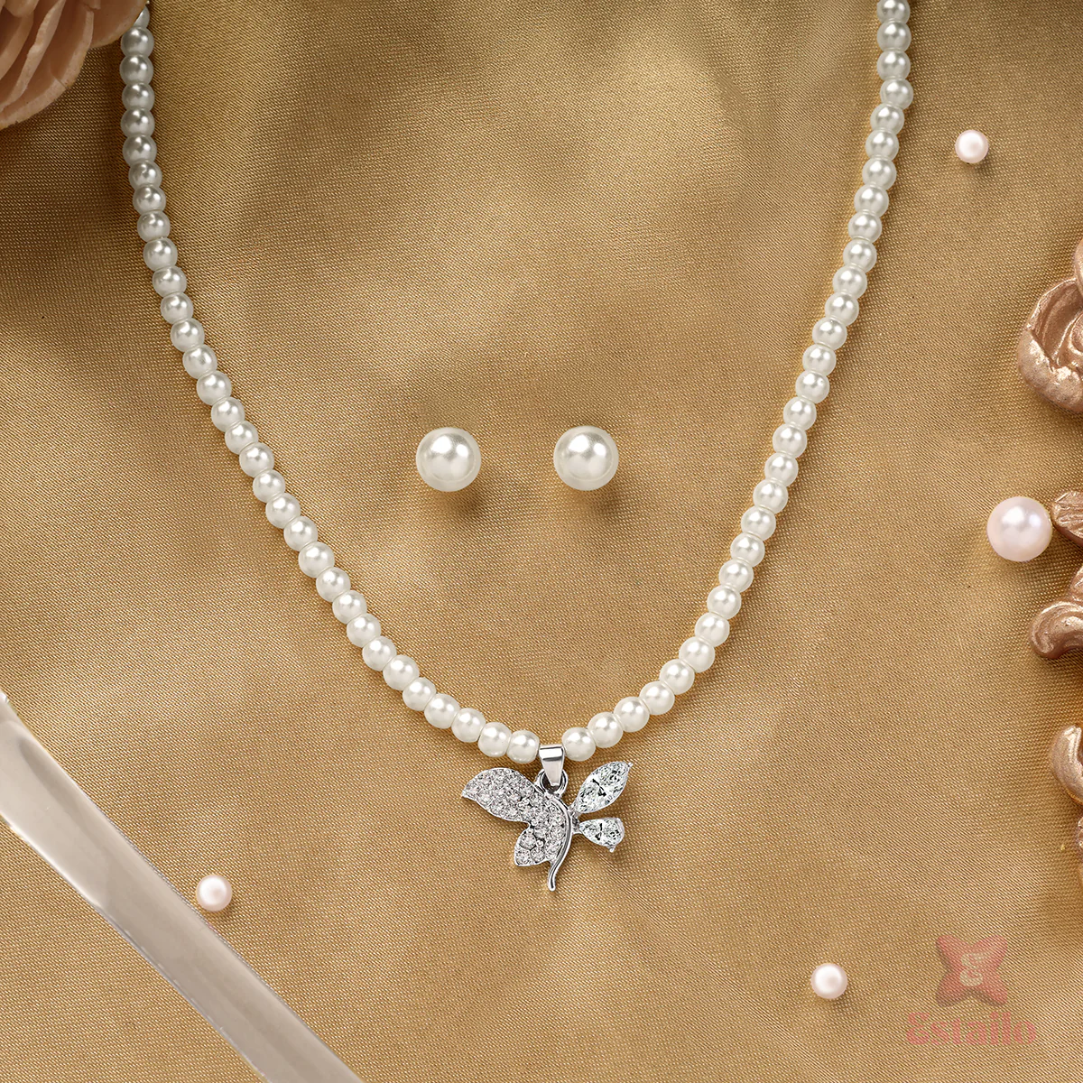 Pearl Flutter Necklace Set - Image 3
