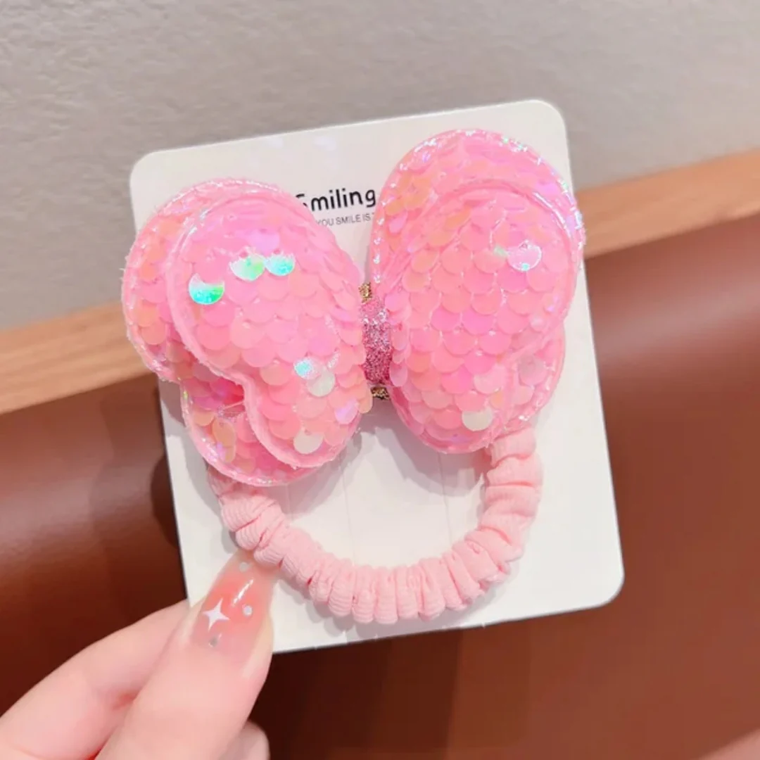 Pink Sequin Butterfly Hair Tie - Image 2