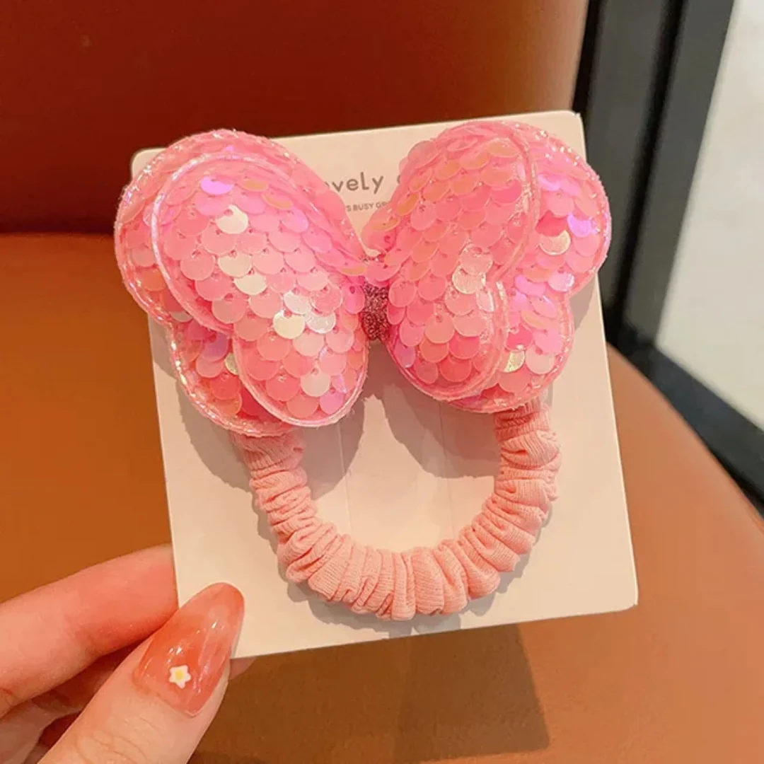 Pink Sequin Butterfly Hair Tie - Image 3