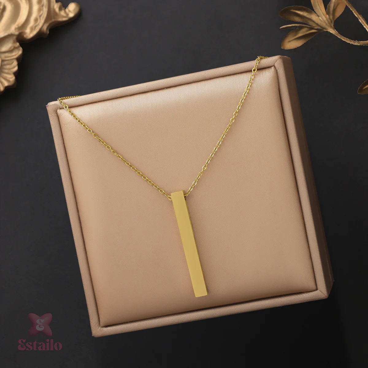 Minimalist Vertical Bar Necklace - Image 2