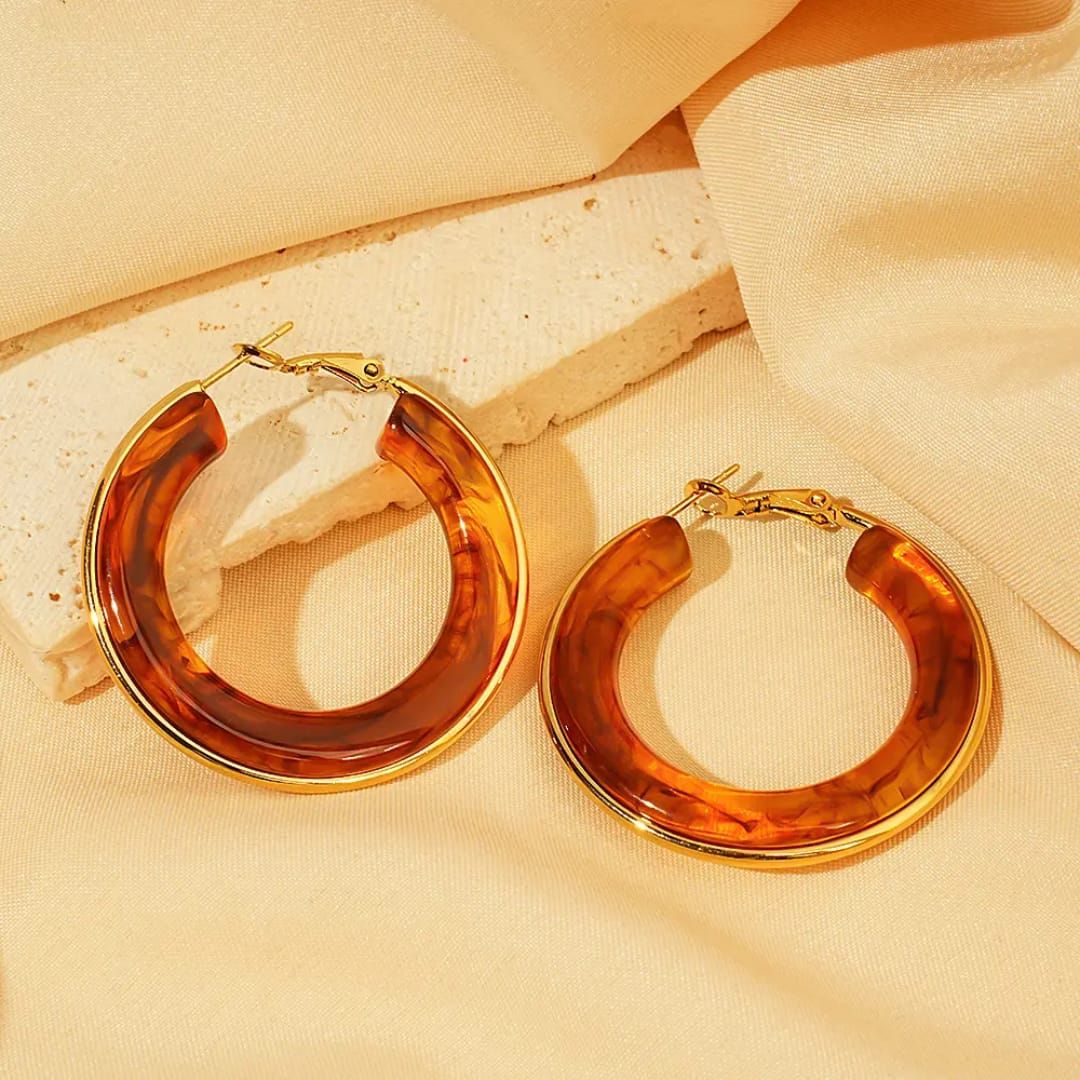 Retro Chic Brown Hoops Earring - Image 2