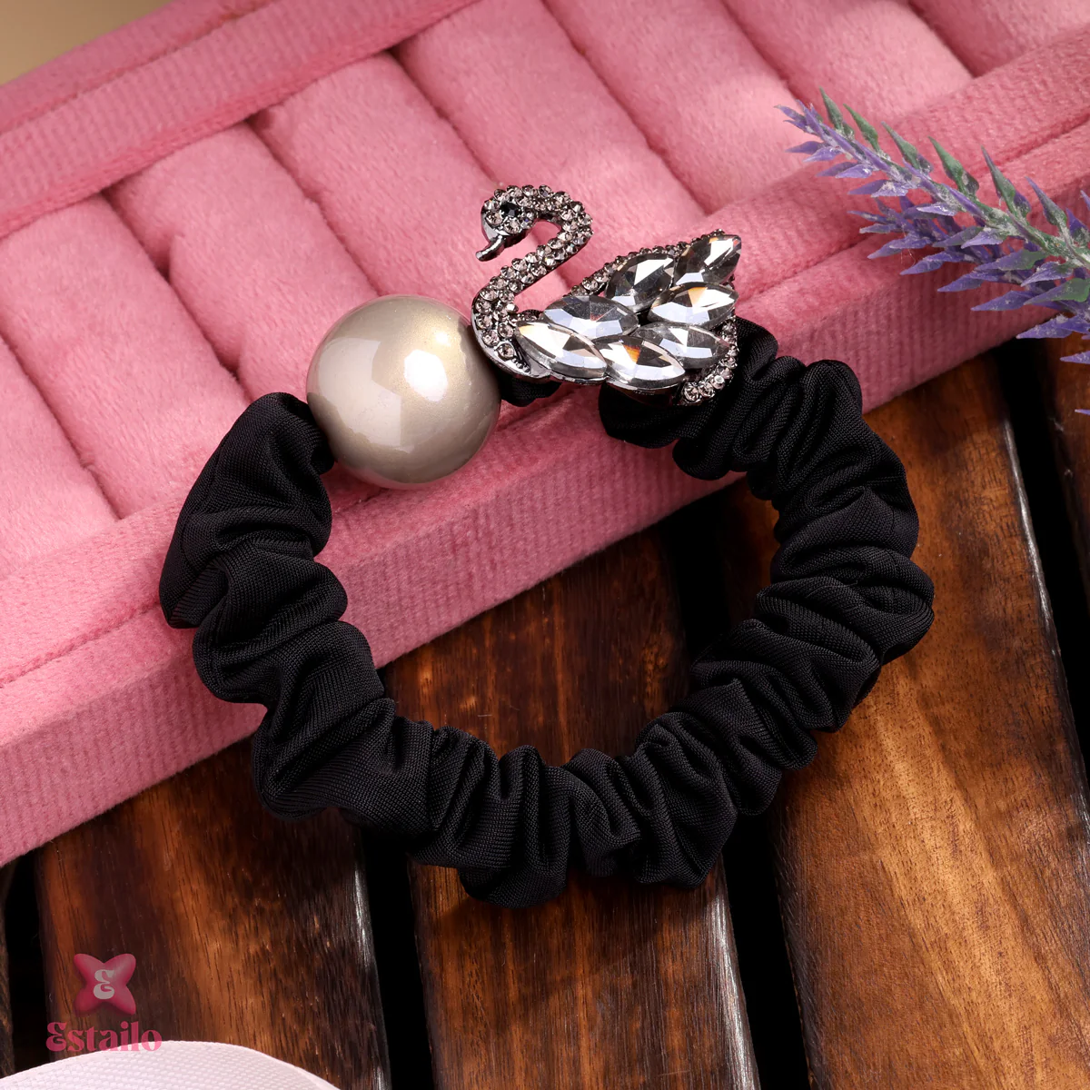 Rhinestone Swan Hair Tie - Image 2