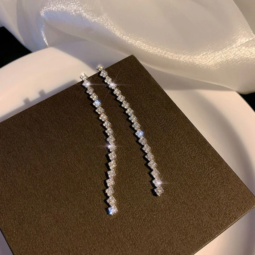 Rhinestone Tassel Earrings - Image 3
