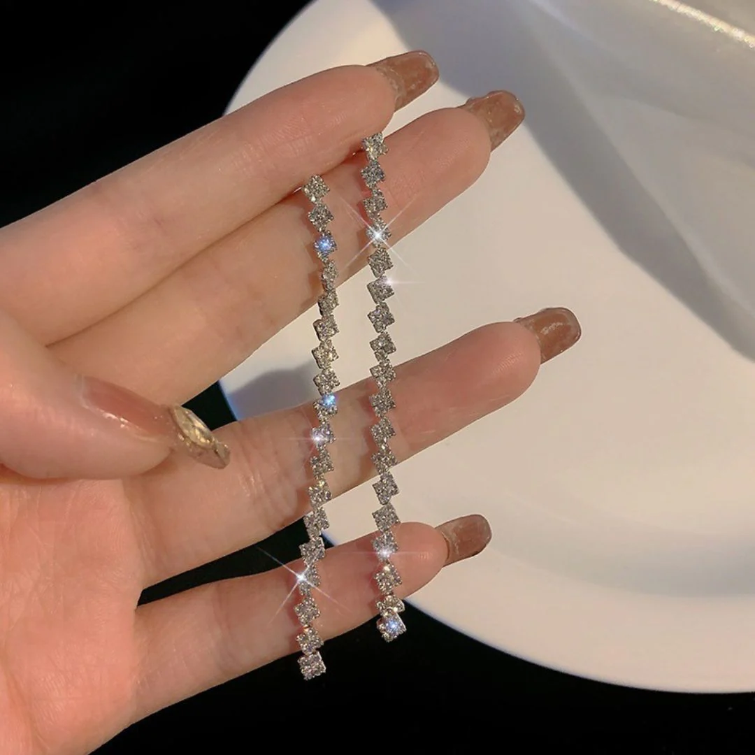 Rhinestone Tassel Earrings - Image 7