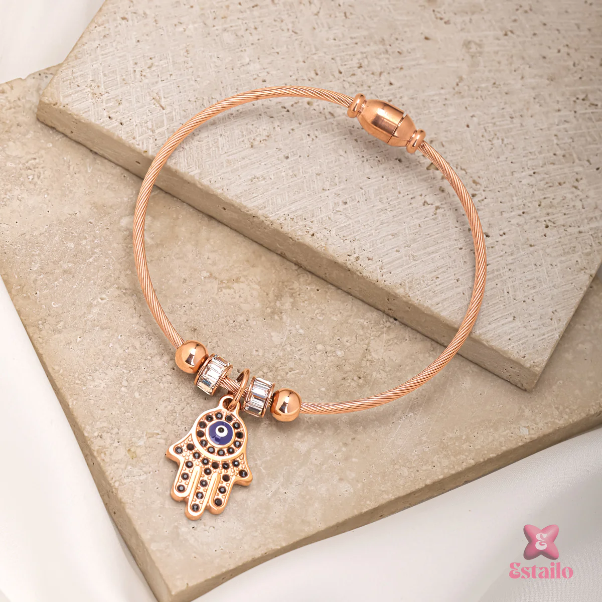 Rose Gold Hamsa Bracelet - Image 2