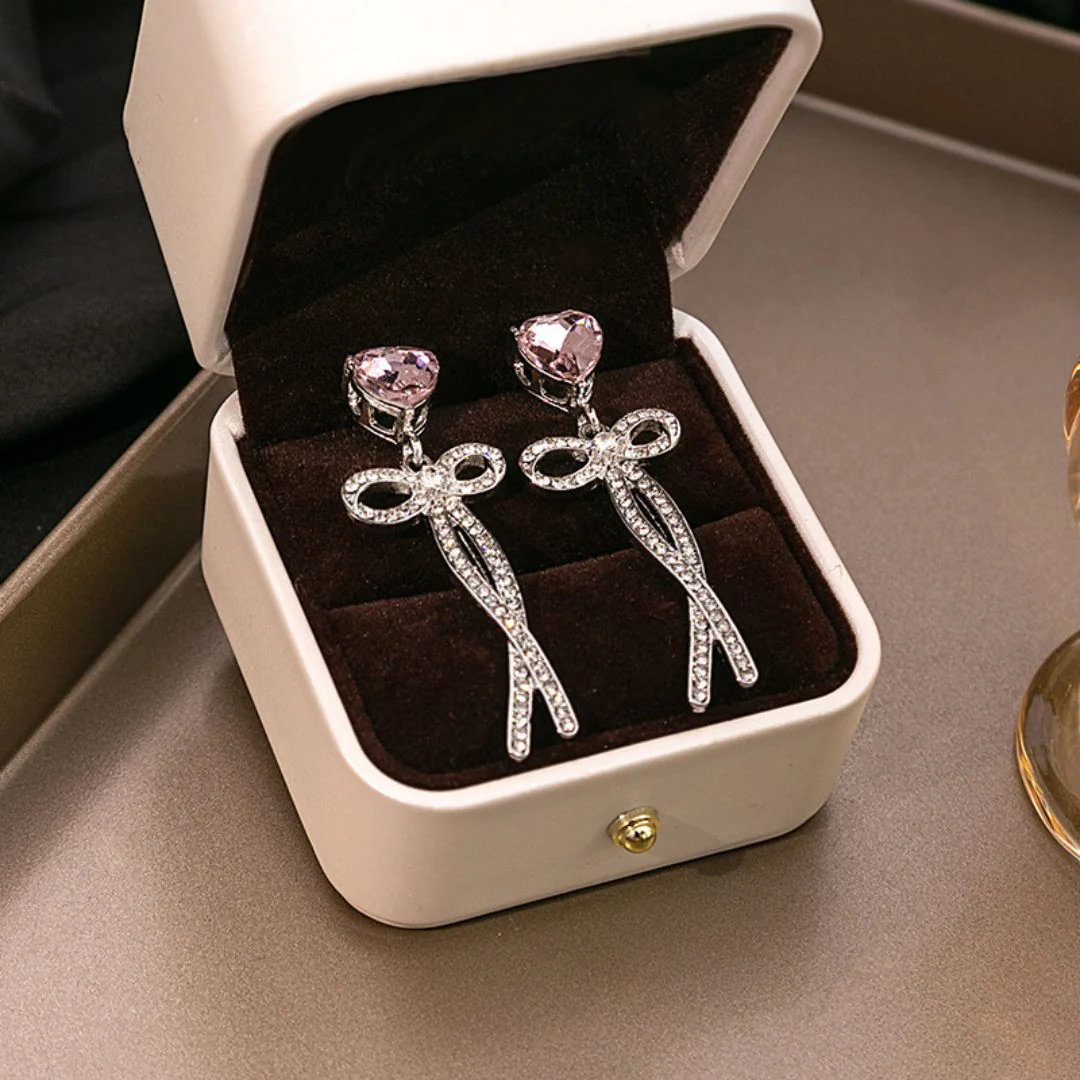 Rose Ribbon Hearts Earrings - Image 6
