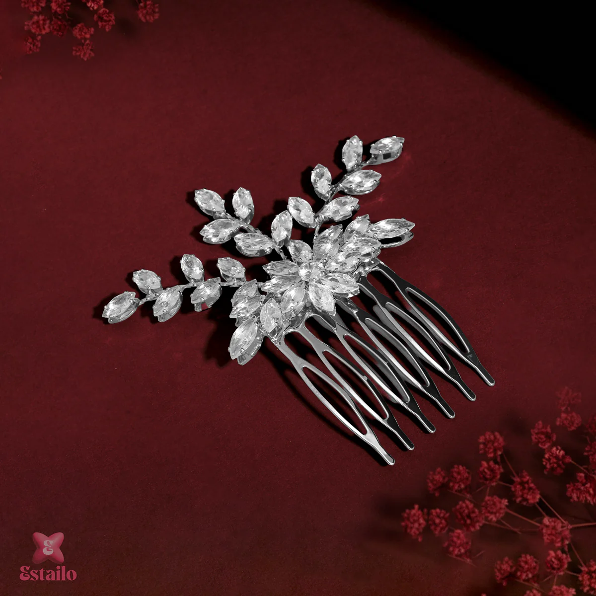 Royal Crystal Solitaire Hair Comb - Image 2