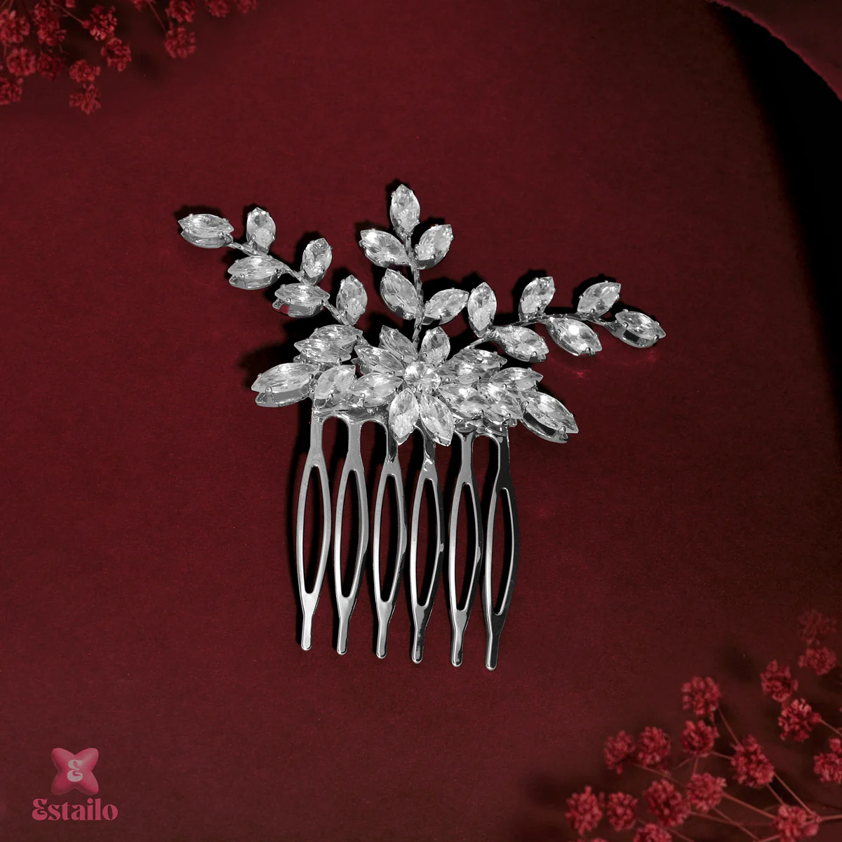 Royal Crystal Solitaire Hair Comb - Image 3