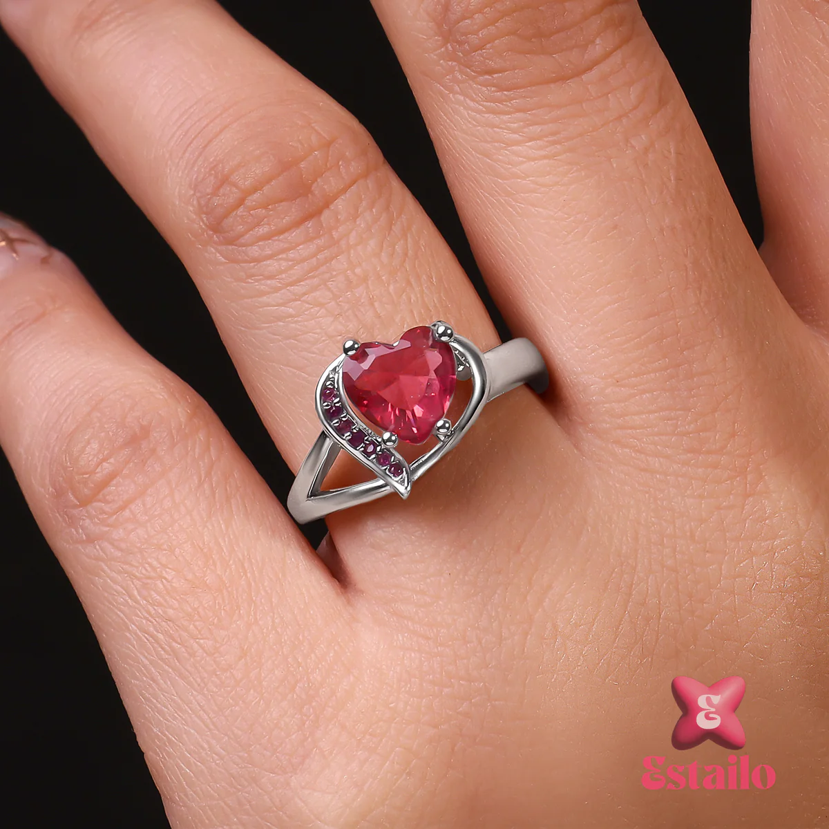 Ruby Heart Promise Ring - Image 2