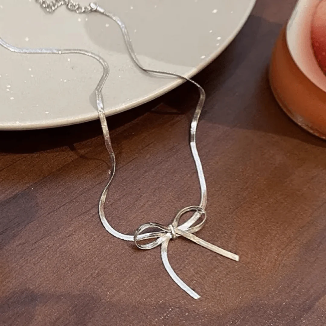 Silver Bow Statement Neckpiece - Image 2