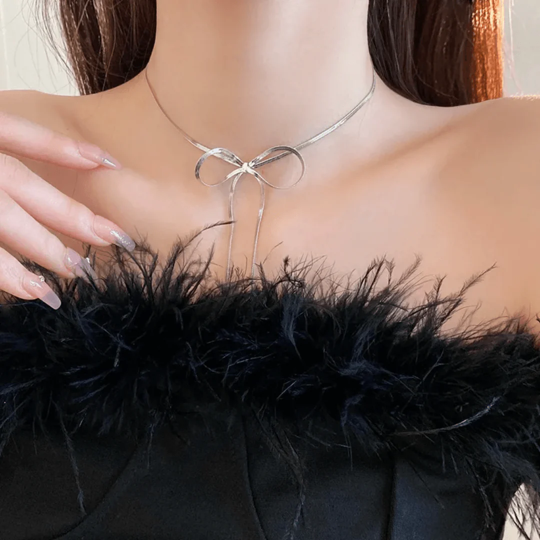 Silver Bow Statement Neckpiece - Image 3