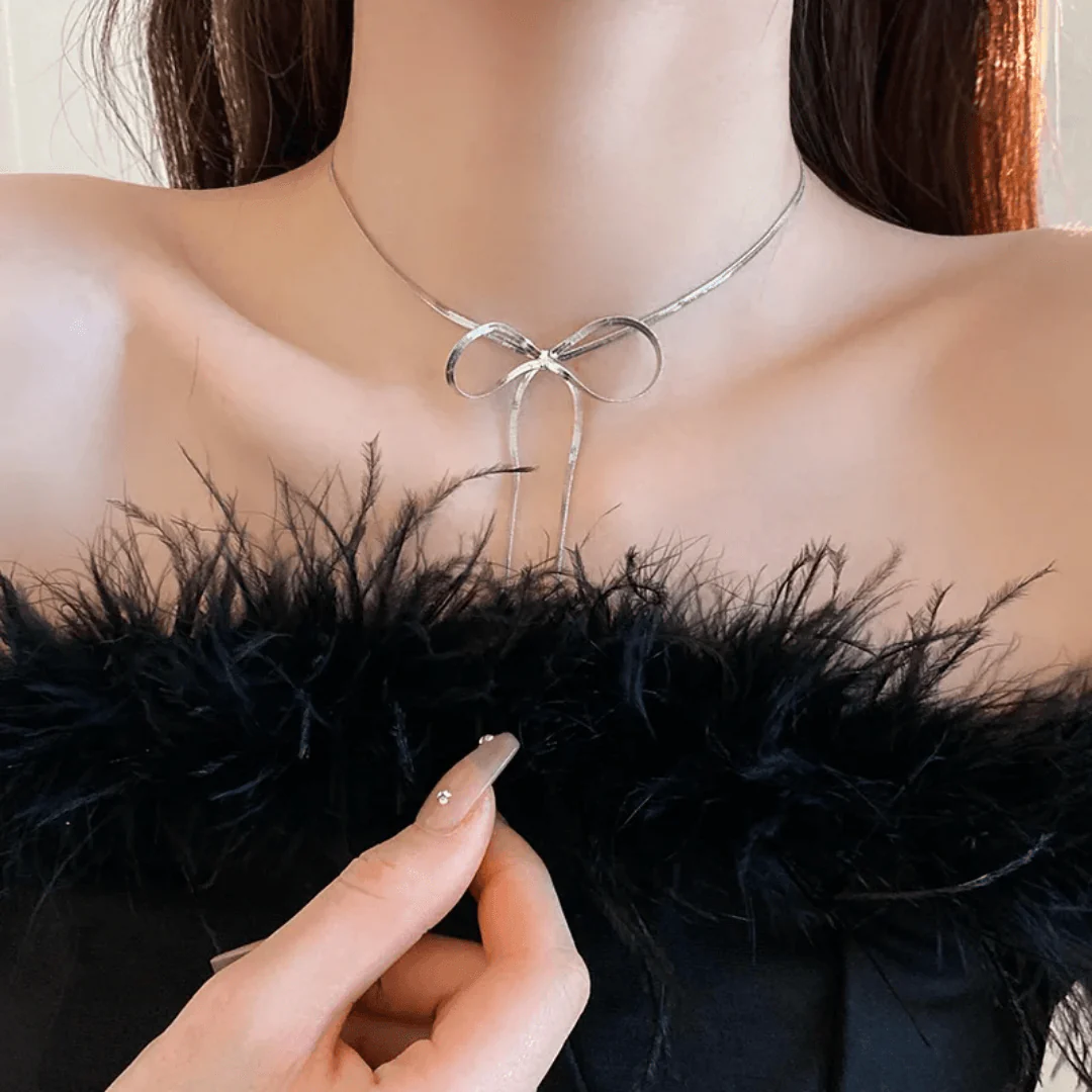 Silver Bow Statement Neckpiece - Image 4