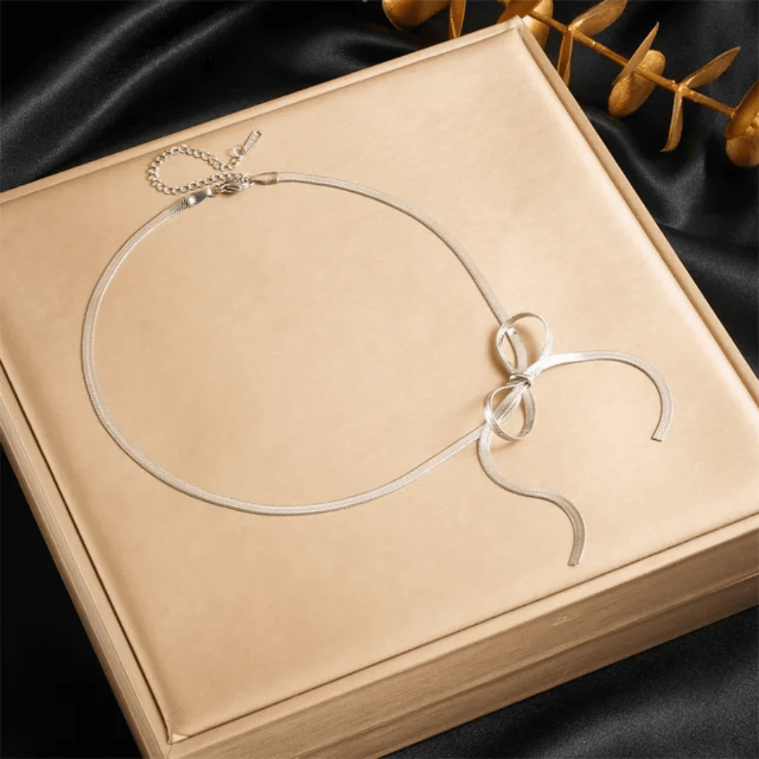 Silver Bow Statement Neckpiece - Image 5