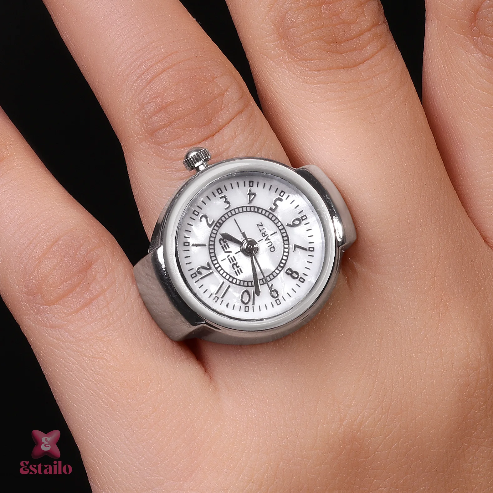 Silver Tone Watch Ring - Image 2