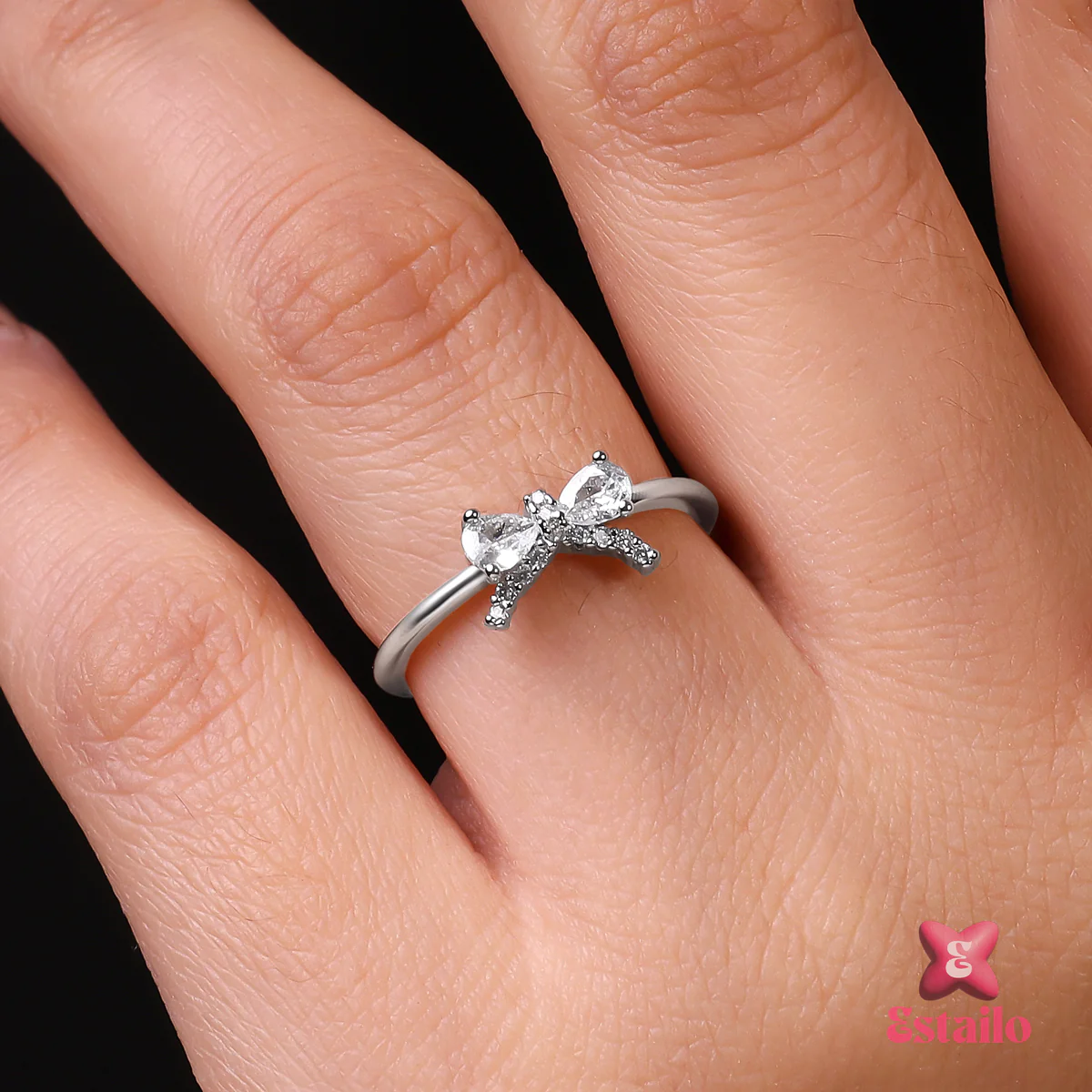 Sparkling Seraph Bow Ring - Image 3