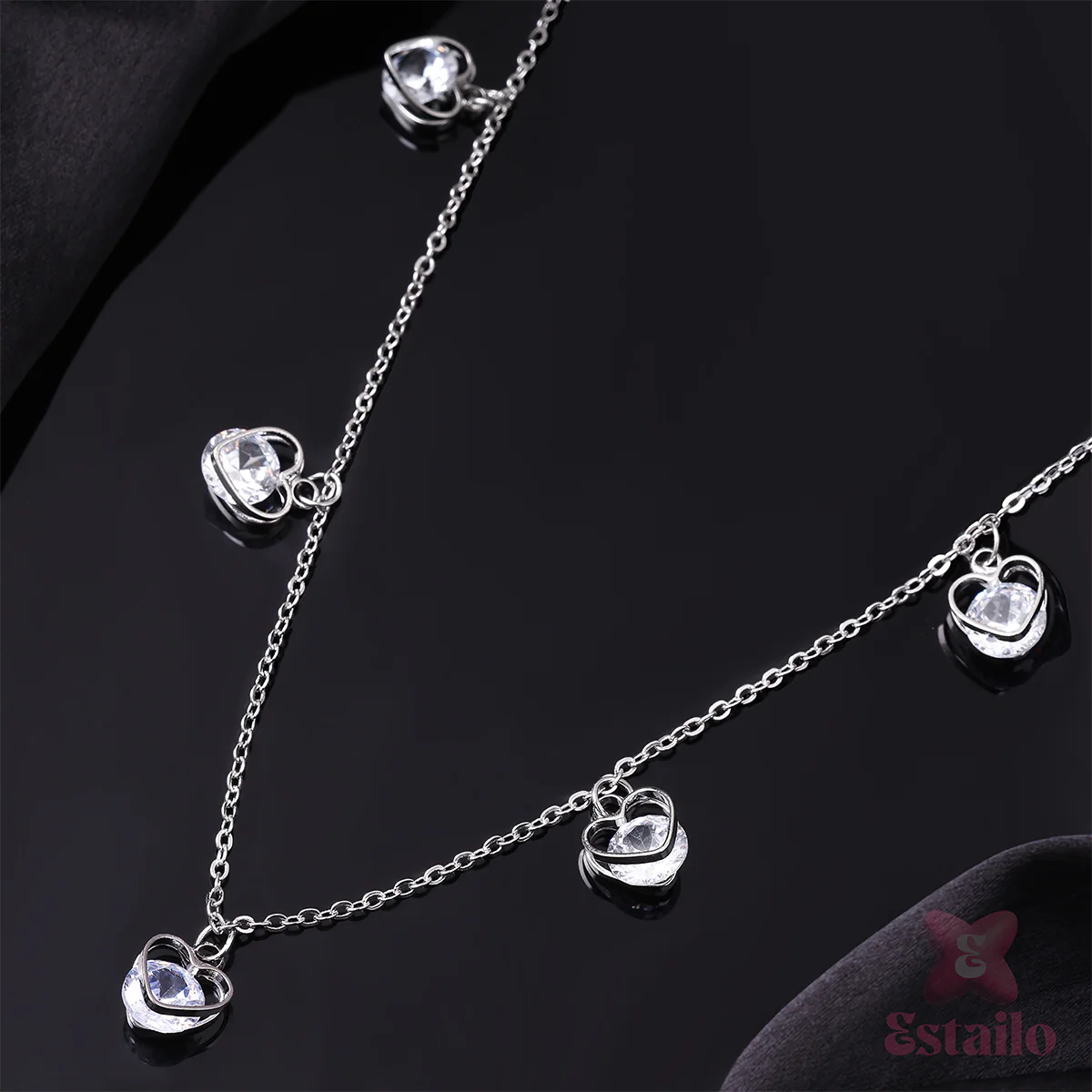 Sparkling Silver Heart Necklace - Image 2
