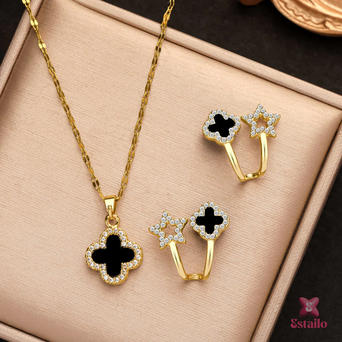Starlight Clover Earrings & Necklace Set