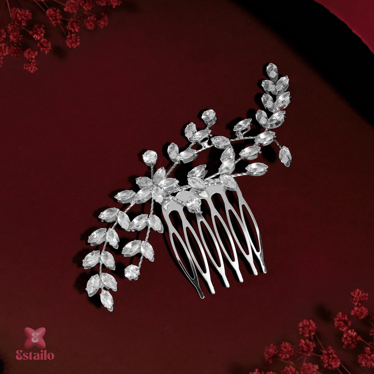Starlight Petal Solitaire Hair Clip - Image 2