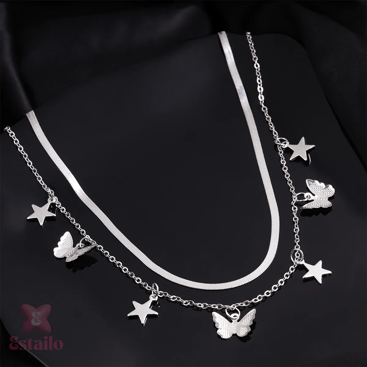 Starry Butterfly Duo Chain Necklace