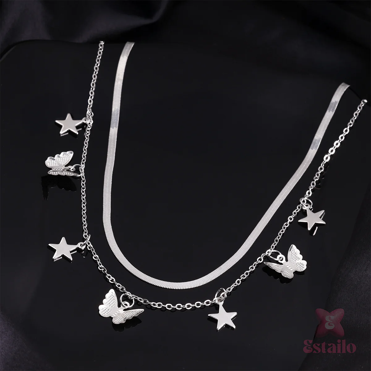 Starry Butterfly Duo Chain Necklace - Image 2