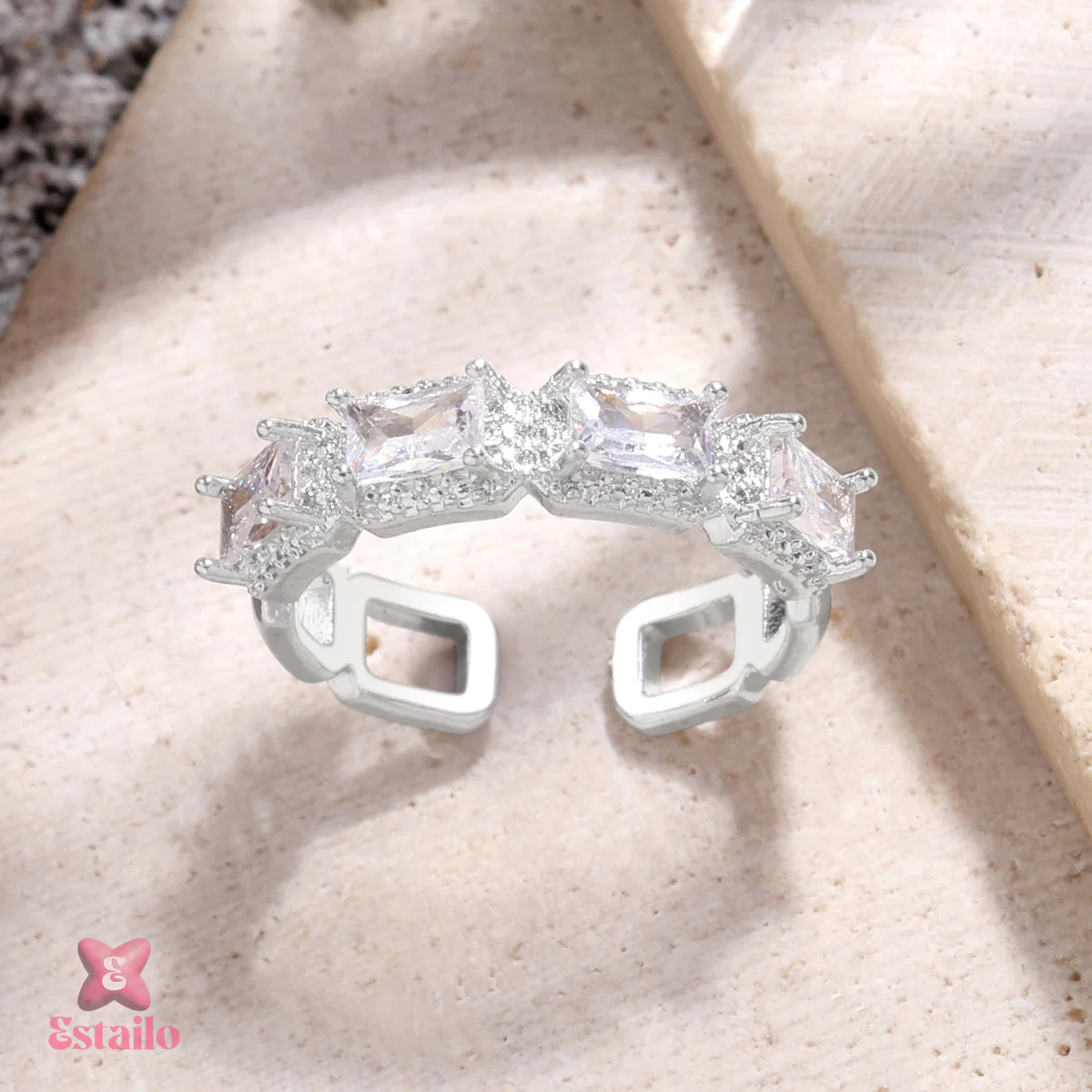 Sterling Square Sparkle Ring - Image 3