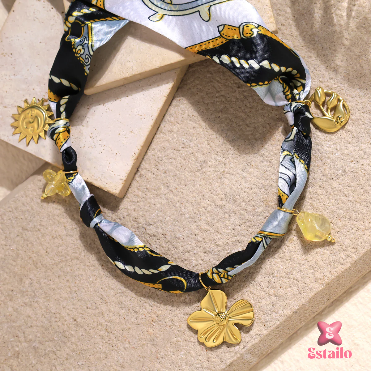 Sunlit Midnight Scarf Necklace - Image 2