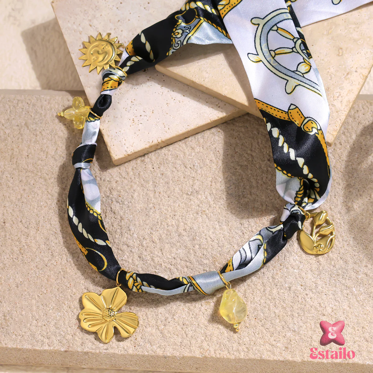 Sunlit Midnight Scarf Necklace - Image 3