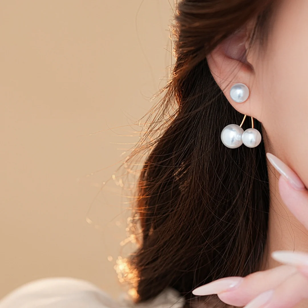 Twin Pearl Elegance Earrings - Image 2
