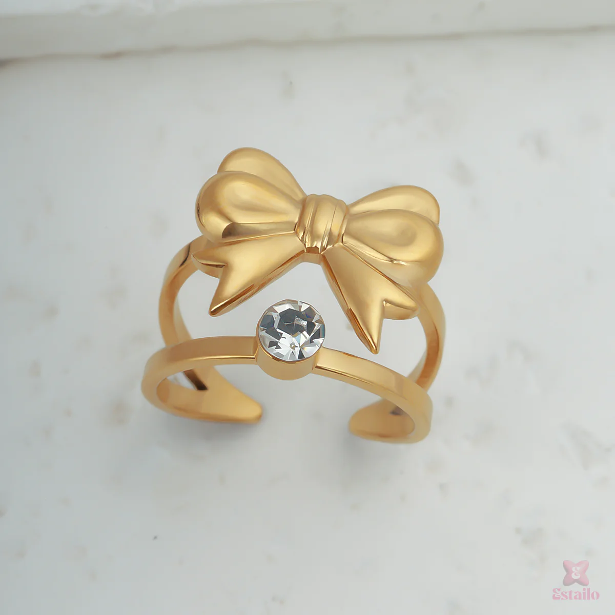 Twin Shine Bow & Gem Ring