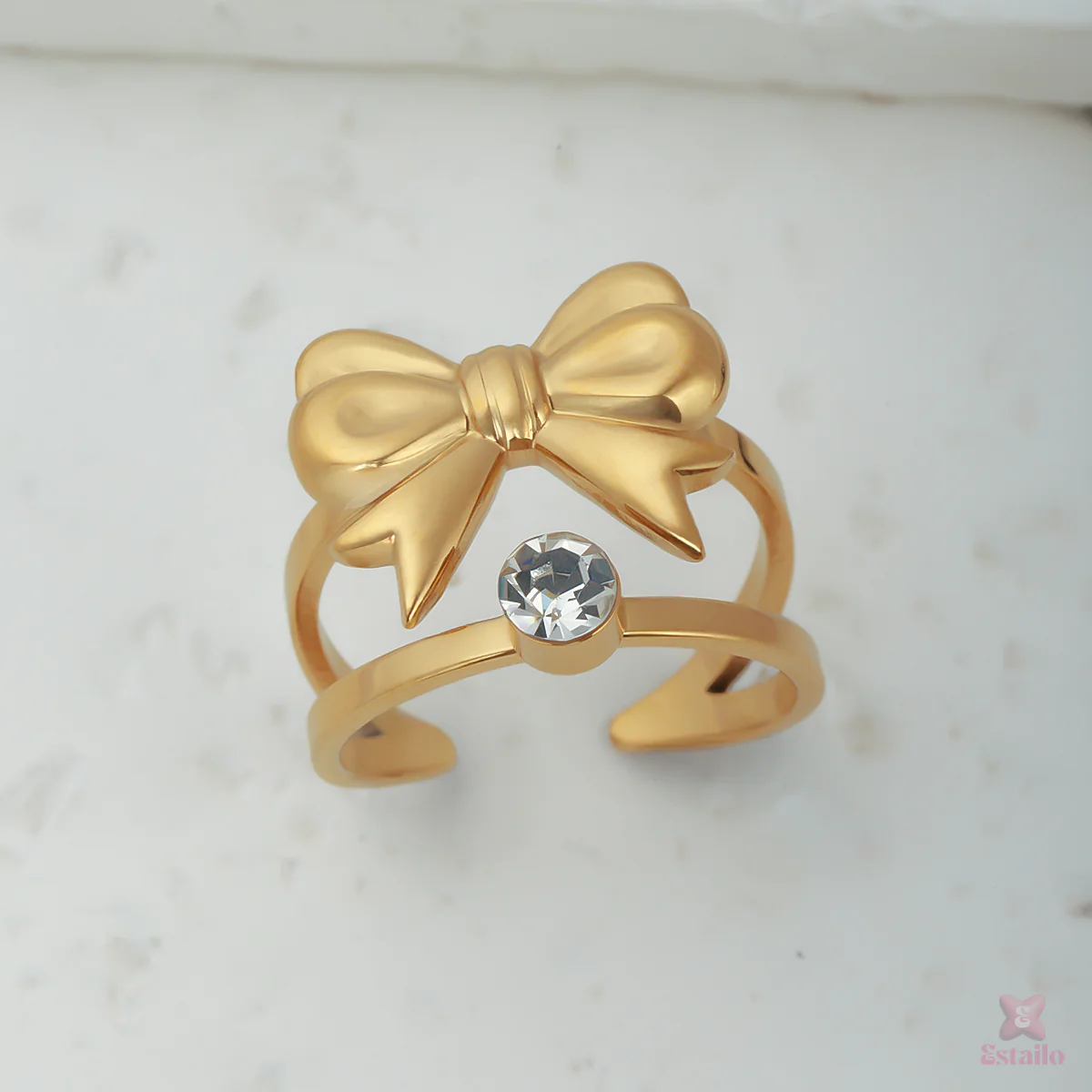 Twin Shine Bow & Gem Ring - Image 2