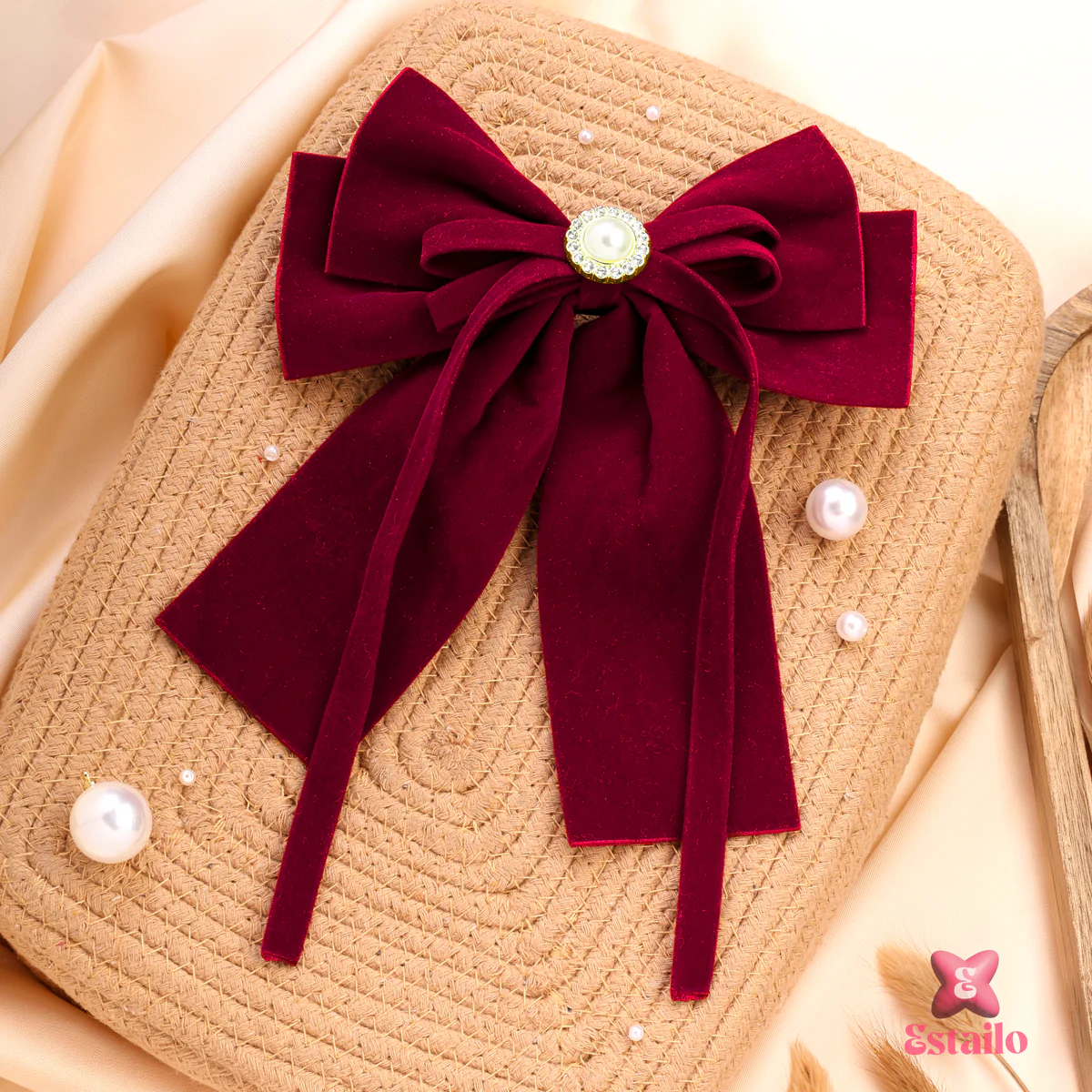Velvet Rose Elegance Bow Clip