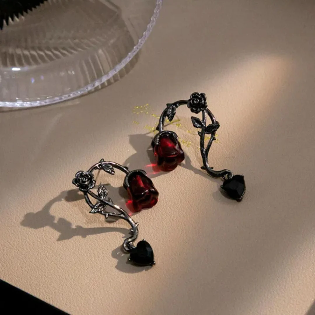 Witchy Rose & Heart Earrings
