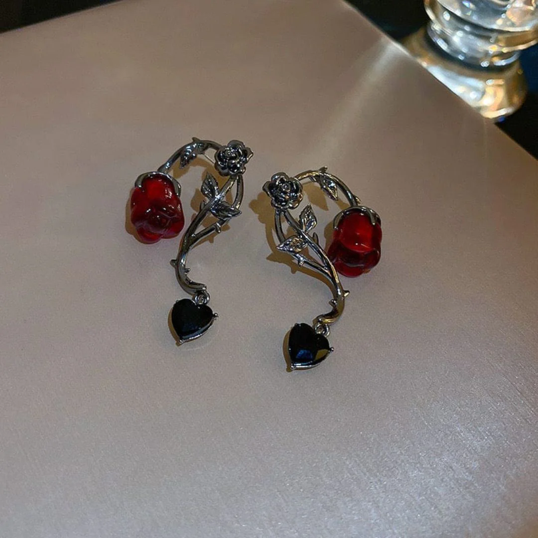 Witchy Rose & Heart Earrings - Image 5